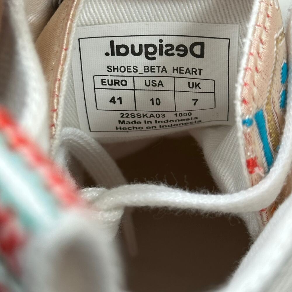 Desigual Women's Casual Heart White High Top Sneakers Size 10 - Picture 9 of 10